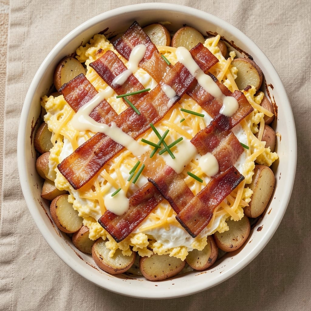 Bacon Egg Potato Breakfast Casserole Recipe: Crispy Top, Runny Yolk Rivers