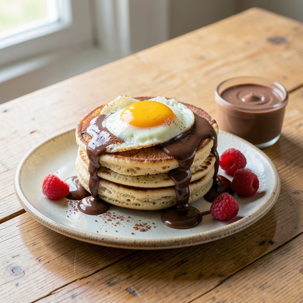 Breakfast Recipe With Egg And Chocolate: Decadent Cocoa Swirl in Fluffy Pancakes
