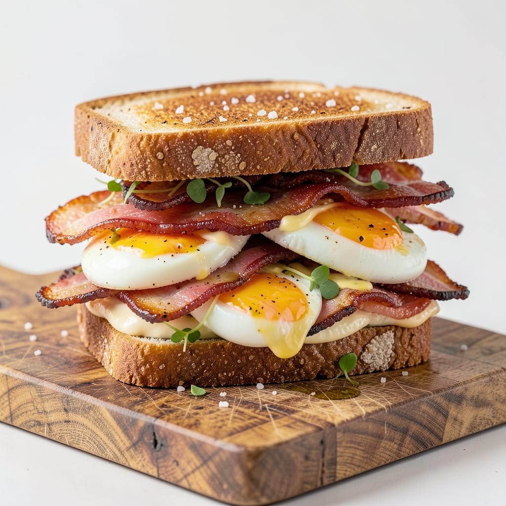 Chicken and Egg Club Sandwich Recipe: Crispy Toasted Layers with Juicy Yolk Rivers