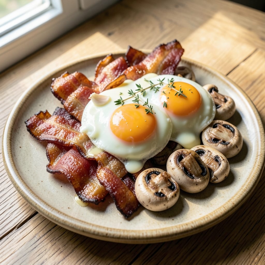 Bacon Egg and Mushroom Recipe: Crispy Bacon Bites with Earthy Yolk Magic