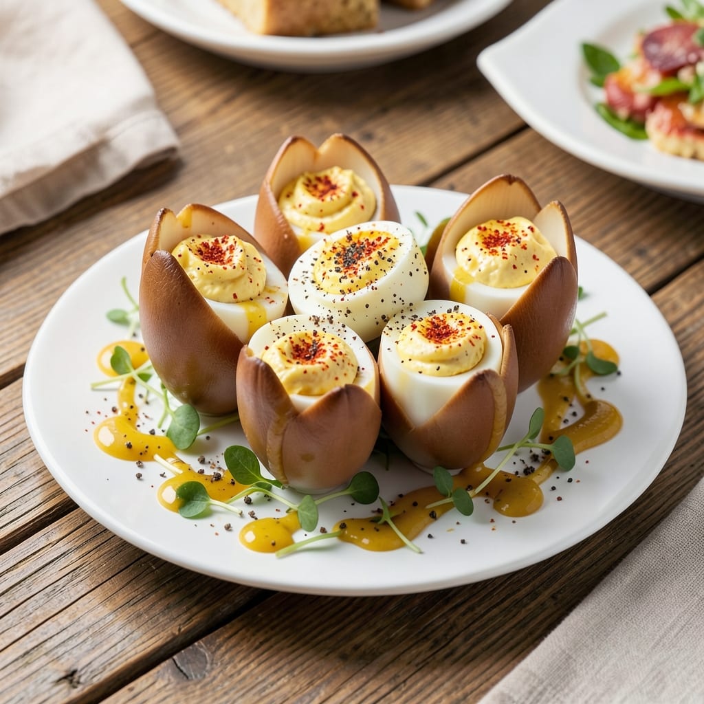 Deviled Eggs Recipe With Tulip Designs: Elegant Brunch Showstopper