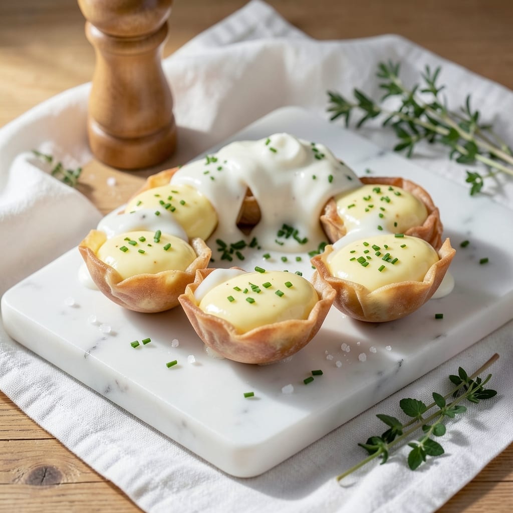 Cream Easter Egg Recipe: Silky Scrambled Hearts in Crispy Wonton Cups