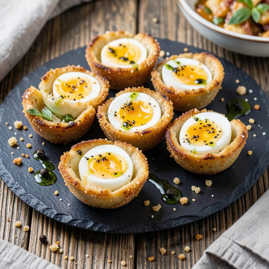Boiled Egg Roast Recipe: Crispy Wonton Cups With Silky Poached Egg Hearts