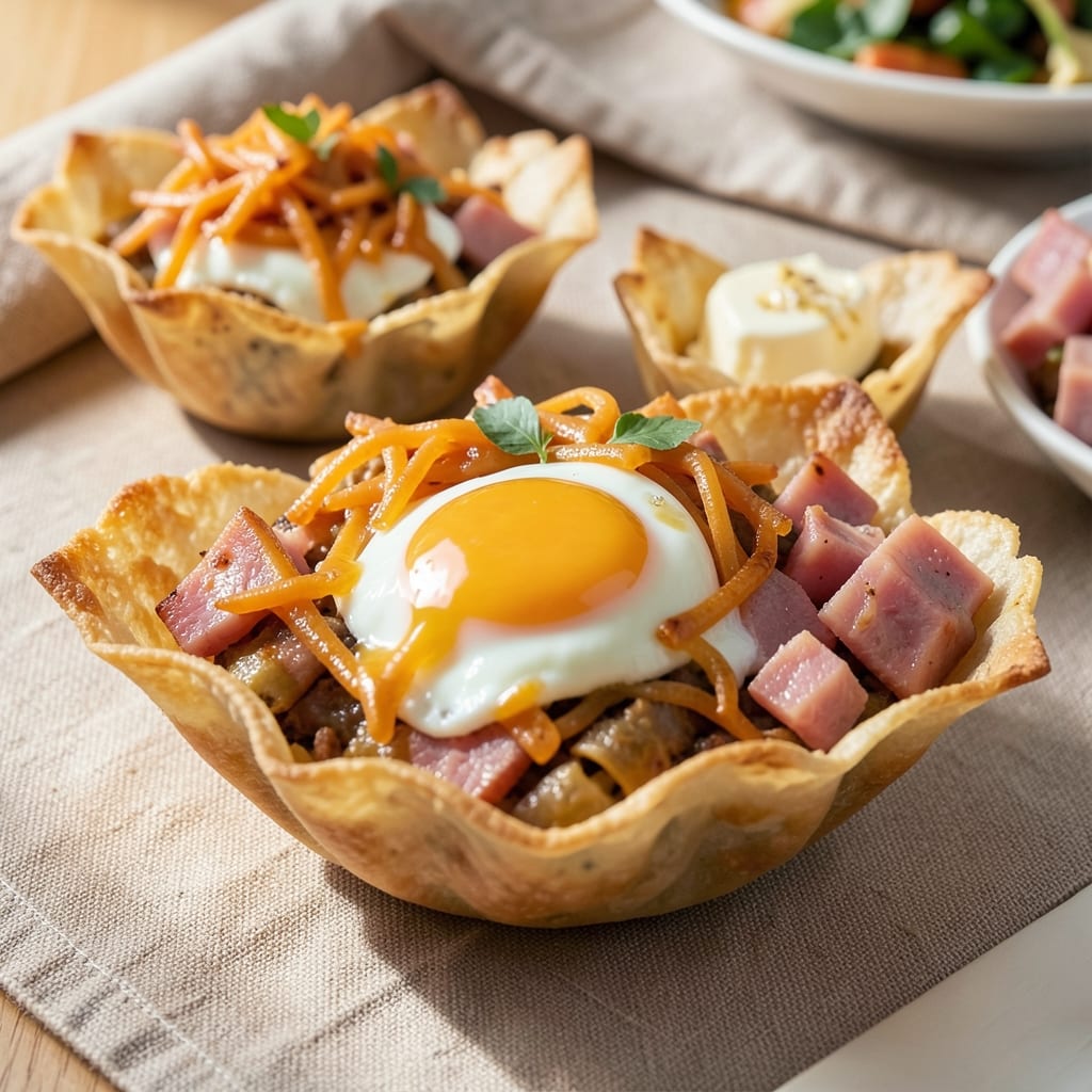 Breakfast Egg Roll Ups Recipe: Crispy Wonton Cups With Gooey Cheese Rivers