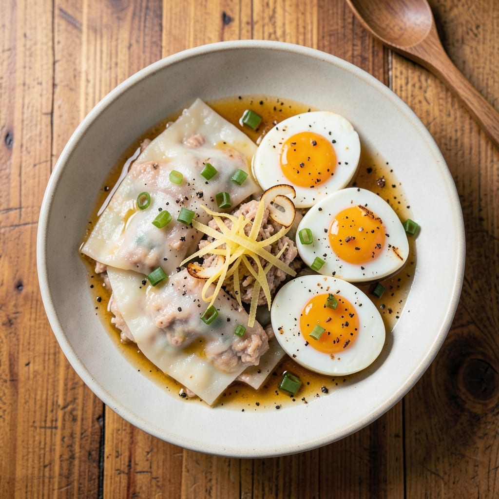 Chicken and Egg Dish Recipe: Crispy Wonton Cups With Silky Egg Rivers