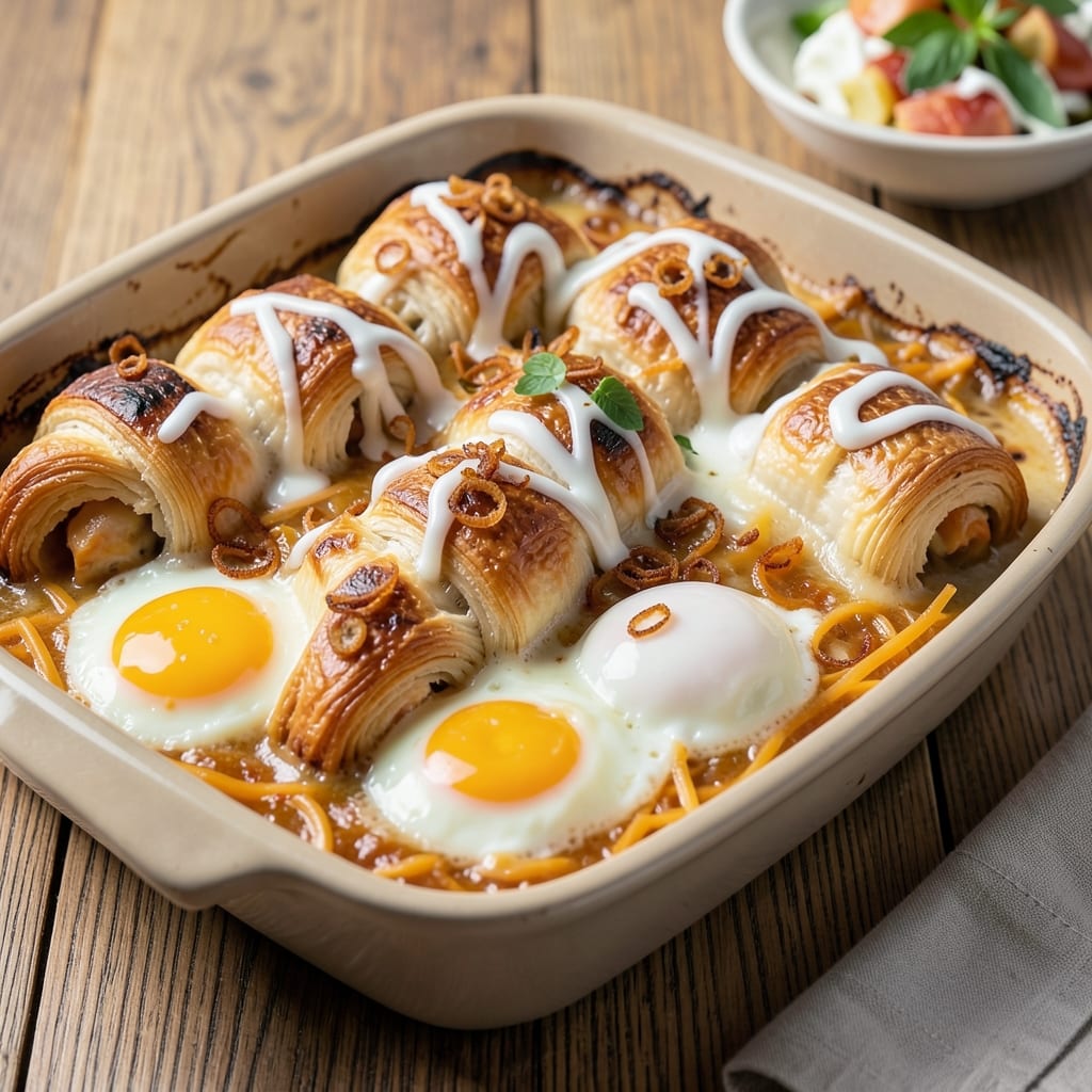 Crescent Egg Bake Recipe: Flaky Pastry Cradles Runny Yolk Magic