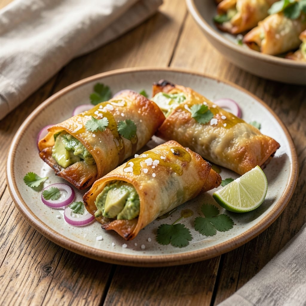 Baked Avocado Egg Rolls Recipe: Crispy Wonton Shells with Avocado Cream Filling