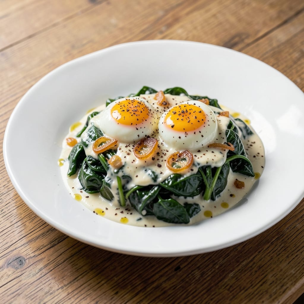 Creamed Spinach with Egg Recipe: Fluffy Scrambled Clouds on Savory Greens