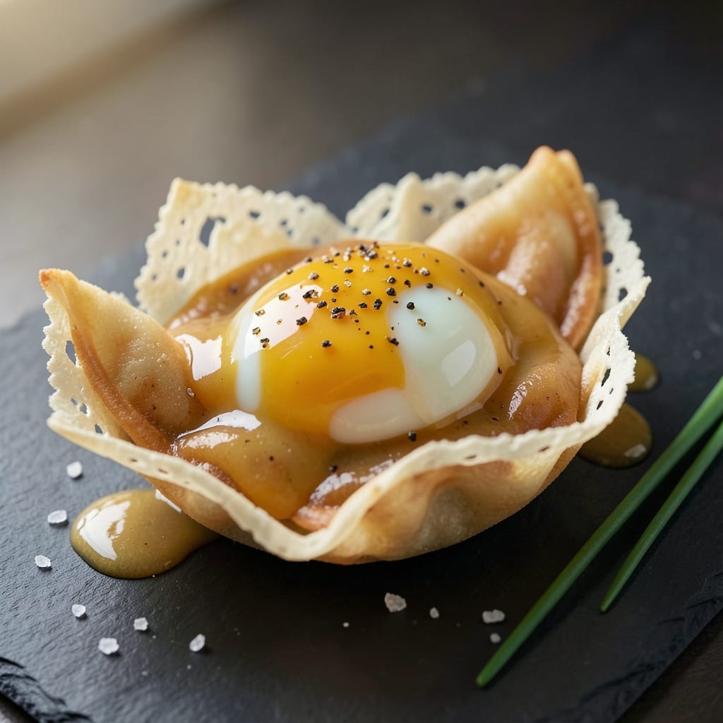 Different Egg Recipes: Twisted Yolk Swirls in Crispy Wonton Cups
