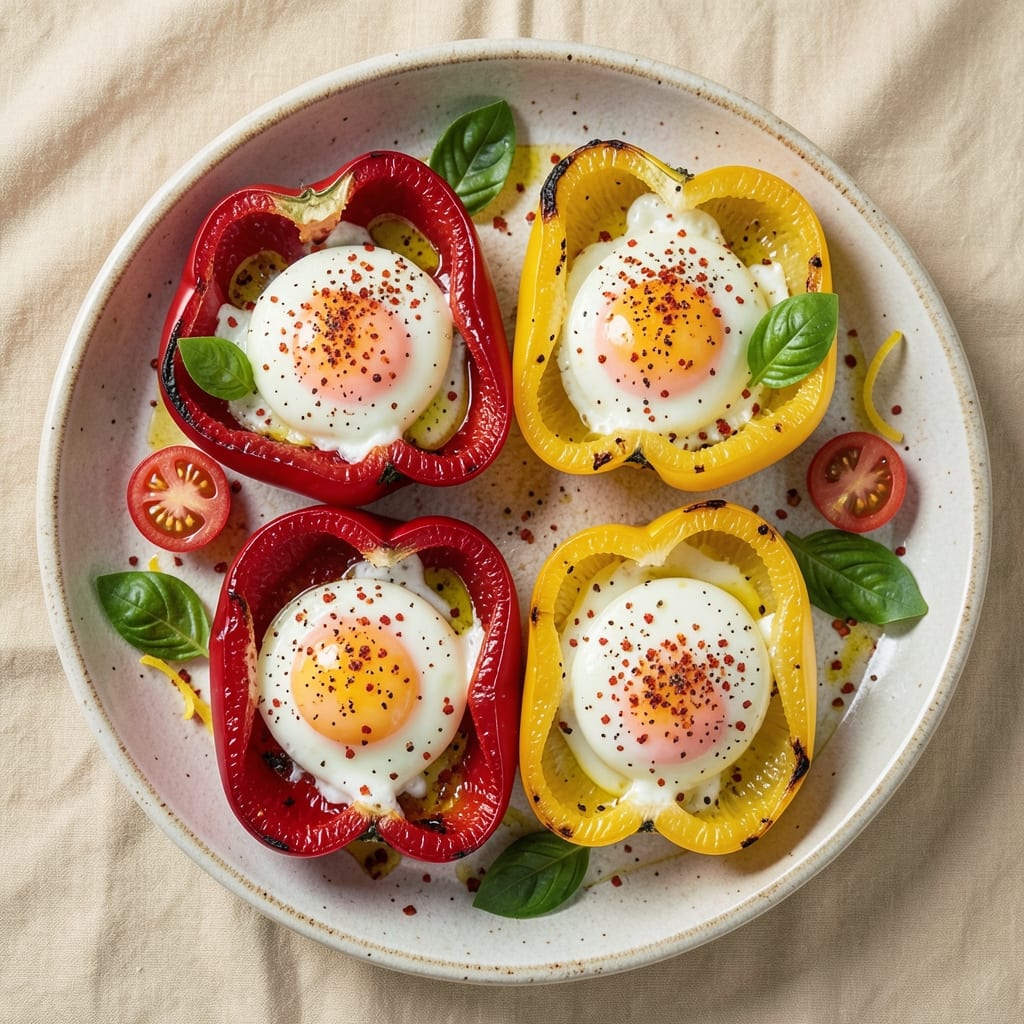 Baked Eggs in Bell Pepper Recipe: Crispy Boats With Runny Yolk Magic